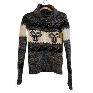 Aritzia TNA Sea to Sky Cowichan Knit Lambswool Zip Up Sweater
